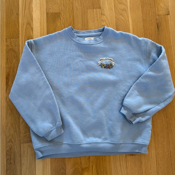 Billabong Sweaters - Billabong Women's Small Blue Crewneck Sweatshirt  Floral & Skeleton Graphic